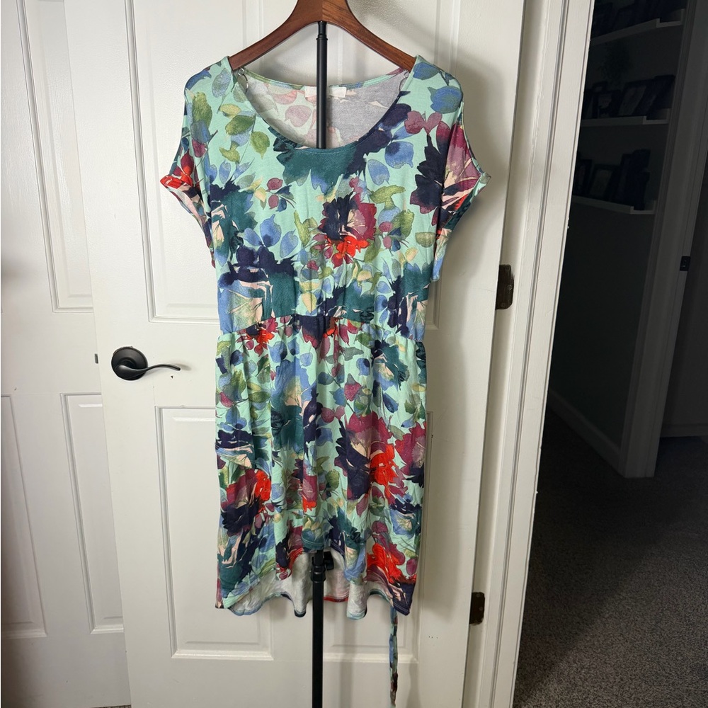 Adyson Parker Floral Watercolor Short Sleeve Wrap Midi Dress Women’s Size 1X